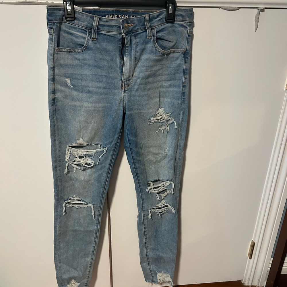 American Eagle Outfitters Women's Distressed Blue Skinny Jeans
